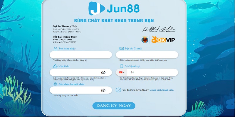 Từng Bước Đăng Ký Jun88 Thành Công Hiệu Quả Cho Hội Viên 2 Biểu mẫu nhập thông tin khi tạo tài khoản